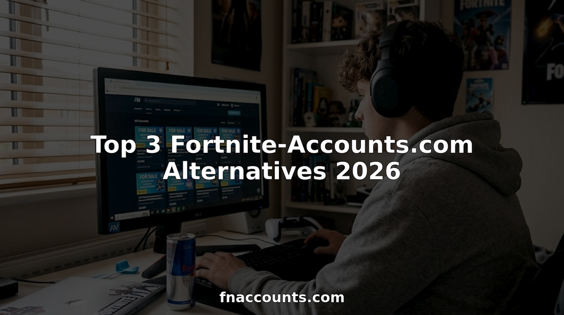 Gamer viewing Fortnite account marketplace on monitor