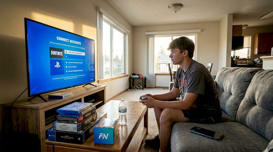 Gamer linking Fortnite accounts on TV
